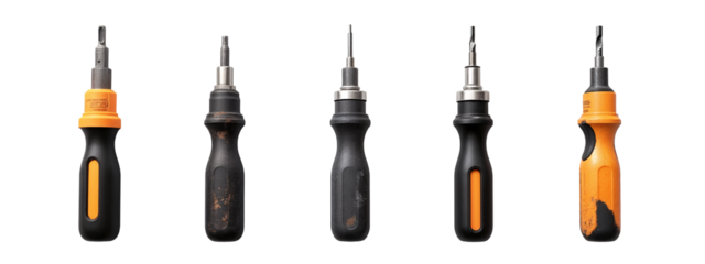 A set of four different types of screwdrivers