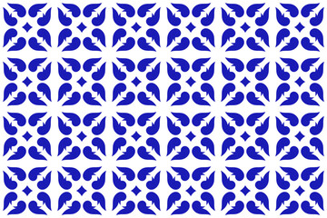 Mexican talavera blue ceramic tile. Traditional seamless pattern from Puebla.