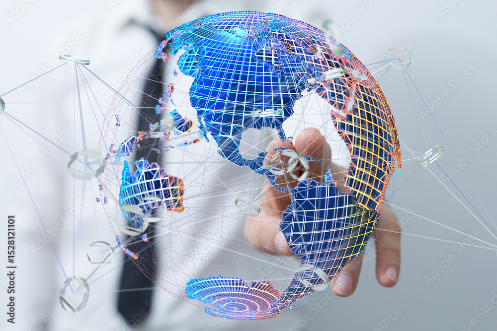 Aufkleber Abstract image of a digital globe, symbolizing global connectivity and networking in business.