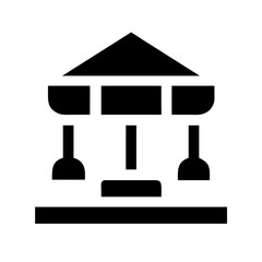 Simple black icon of a carousel ride for amusement park