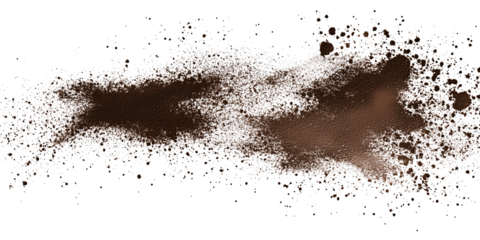 Abstract brown paint splatter on black background, creating a dynamic and textured effect Concept of artistic expression, grunge, and design element