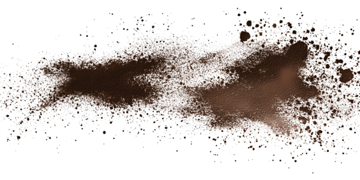 Abstract brown paint splatter on black background, creating a dynamic and textured effect Concept of artistic expression, grunge, and design element