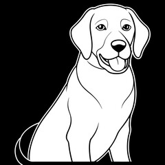 Fototapeta premium Labrador dog sitting and smiling against a black background - Concept of Animals 