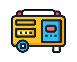 Retro boombox cassette player icon illustration