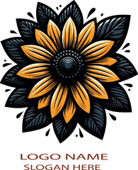 Fototapeta premium Black‑eyed susan Logo icon vector white background .