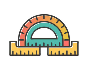 Colorful protractor and ruler illustration for education
