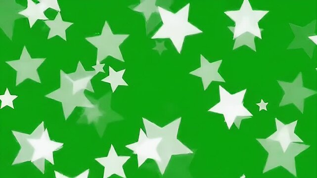 A seamless animated video of blinking twinkling stars on a vibrant green background, designed for chroma key (luma key) compositing.