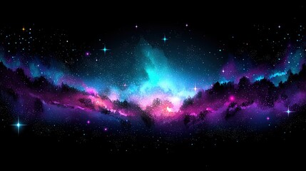 Vibrant Cosmic Exploration: A Mystical Journey through the Colorful Nebula of the Galaxy's Stars and Ethereal Light in a Dark, Infinite Background of the Universe's Artistic Beauty