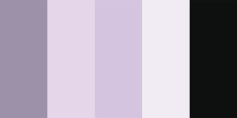 Fototapeta premium A color palette of muted shades. There are varying tones of lavender with the final vertical bar in black.