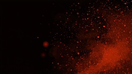 Vibrant Red and Black Abstract Texture with Particles, Smoke, and Splatter in Dramatic Cosmic Design, Showcasing Depth, Glow, and Fluid Motion for a Creative Atmospheric Expression