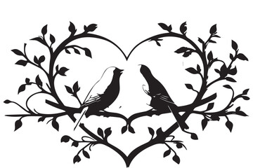 "Love Birds in Circular Frame &ndash; Black Vector Silhouette"
