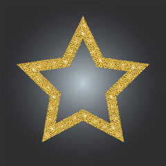 Gold luxury star with glitter, shimmer texture. Vector illustration.