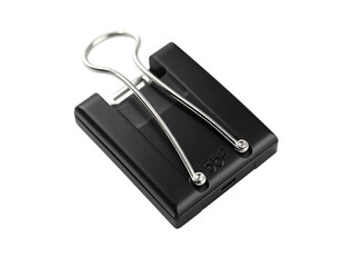 Black binder clip isolated on white background