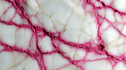 Rare natural marble with pink tourmaline crystals and smooth polished surface, seamless and photorealistic