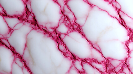 Seamless white marble with pink tourmaline crystal streaks and glossy polished surface for luxury design