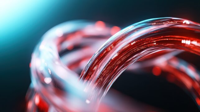 This abstract image showcases a swirling design of red and clear elements, creating a mesmerizing visual that evokes emotions of creativity, innovation, and fluidity.