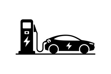 Electric car charging station vector illustration