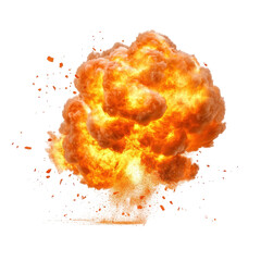 Massive explosion creates a fireball in a controlled detonation at a secure site during daytime