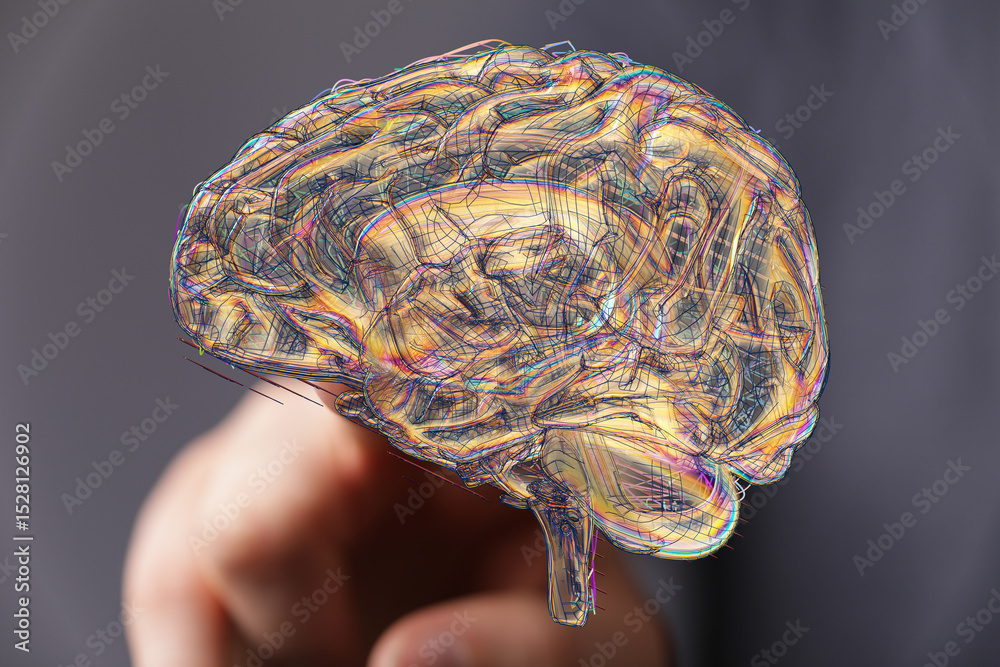 Aufkleber Abstract image of a human brain, showcasing complex neural pathways and connections.