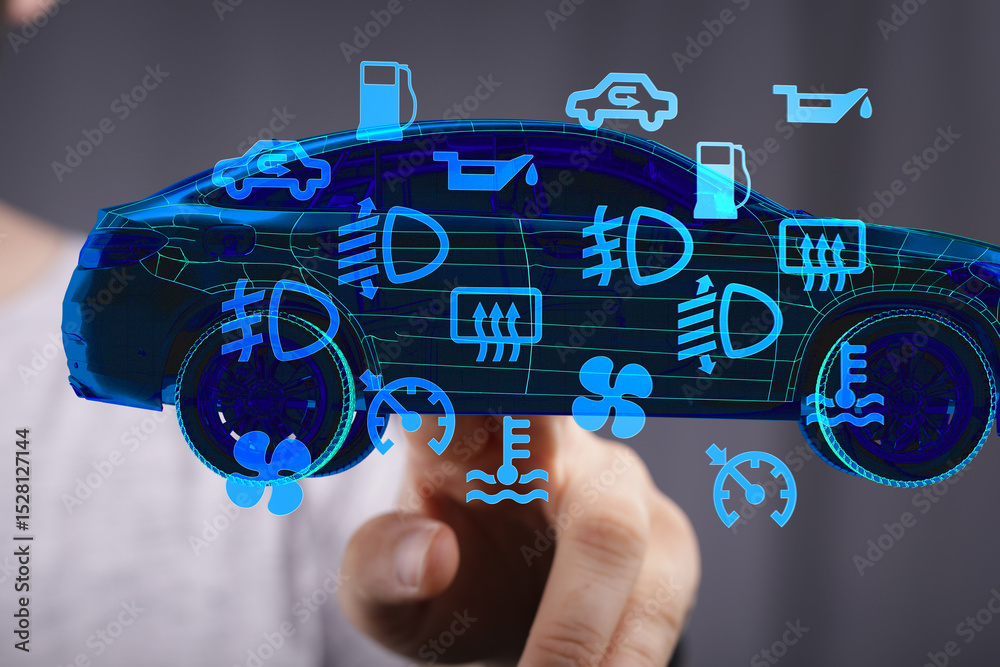 Aufkleber Modern car diagnostics.  Interactive interface showing key vehicle indicators.