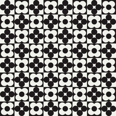 Mid century modern floral geometric pattern in black and white. Graphical illustration for a unique textiles and home décor.