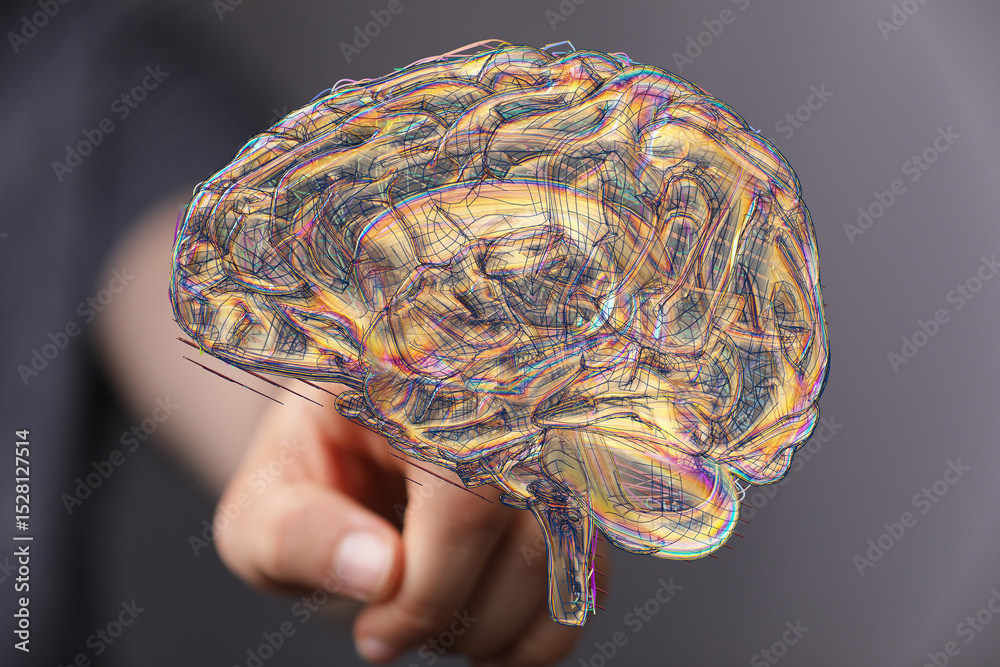 Poster Abstract image of a human brain, representing intelligence, neural networks, and cognitive processes.