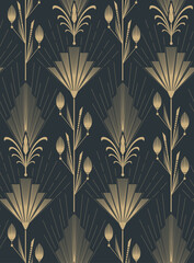 Cute floral art deco seamless pattern. Flower vector illustration background. Print in vintage style, for textile or wallpapers.