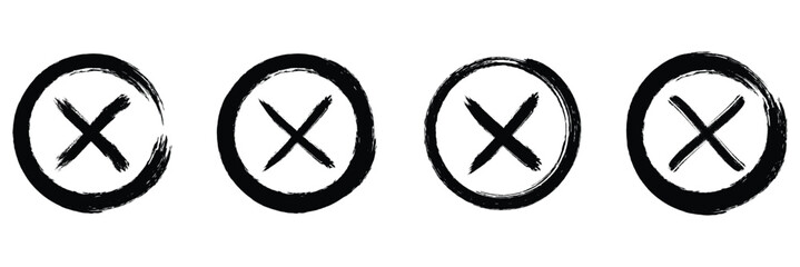 Brush strokes cross mark . check mark, tick mark, and cross brush sign checkmark.