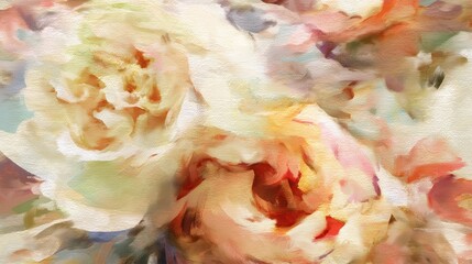 Pastel Floral Beauty: Delicate Roses and Soft Petals in a Blurred Nature Background - A Romantic and Elegant Arrangement of Vibrant Colors and Textures for an Artistic, Tranquil Garden Design