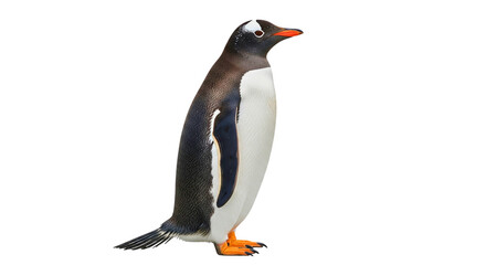 Obraz premium Full-body portrait of a penguin standing, on transparent background, PNG file 