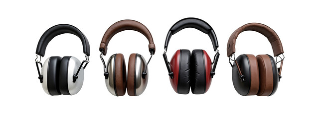 A row of four different colored earmuffs
