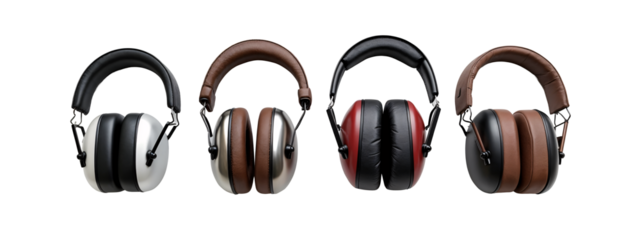 A row of four different colored earmuffs
