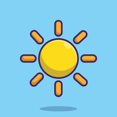 Sun Cartoon Vector Icon Illustration. Nature Object Icon Concept Isolated Premium Vector. Flat Cartoon Style 