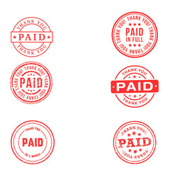 Paid and thank you grunge rubber stamp isolated on white background.