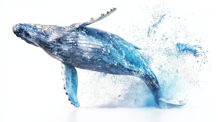 Majestic Humpback Whale Splashing in Ocean Waves - A Photographic Journey into the Graceful Beauty of Marine Wildlife and Underwater Adventure in Nature's Ecosystem