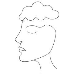 head silhouette with speech bubbles