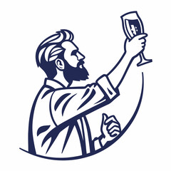 Man raising glass in celebration with joyful expression  