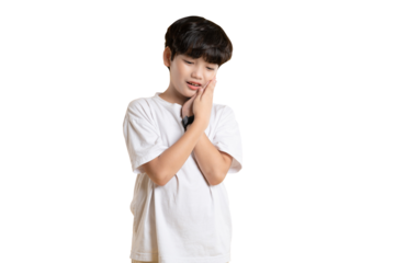 Portrait of asian boy posing on PNG background	