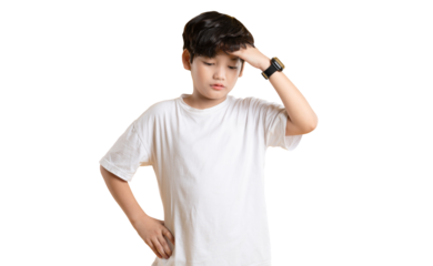 Portrait of asian boy posing on PNG background	