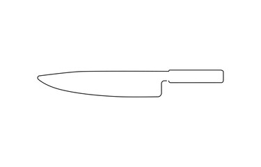 Continuous line drawing of kitchen knife. Single line illustration of knife design. Utensil, sharp, kitchen equipment,  utensils drawing in one continuous line .