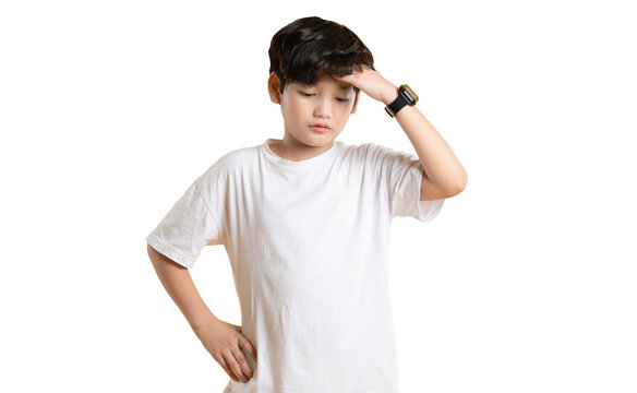 Portrait of asian boy posing on PNG background	