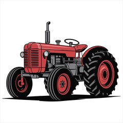 red tractor isolated on white