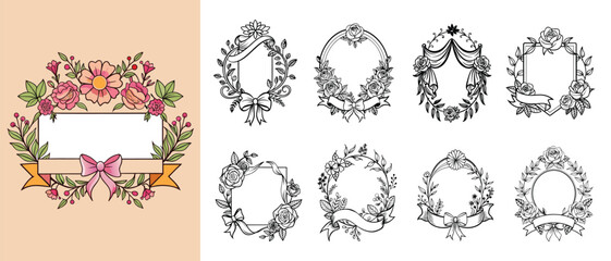 Hand-Drawn Vintage Ribbon Banners & Scroll Designs - Editable Vector Elements