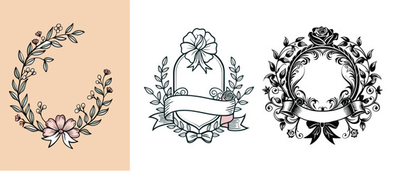 Decorative Floral Monogram Borders & Ornate Frames - Vintage and Modern Designs