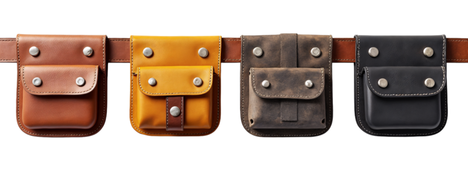 A set of three leather tool pouches