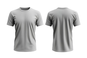 a plain light gray crew neck t-shirt shown from front and back views, isolated on a pure white background