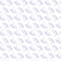 Seamless texture for your design. Blue grass and dill on white  background. Illustration can be used for fabric, templates, wallpaper, background.
