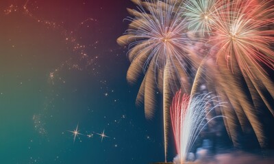 Vibrant fireworks night sky celebration display
