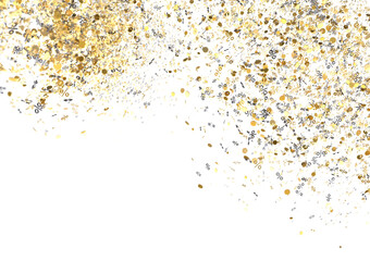 Celebrate discounts with this sparkling gold confetti background featuring percentage symbols. Perfect for sales promotions.