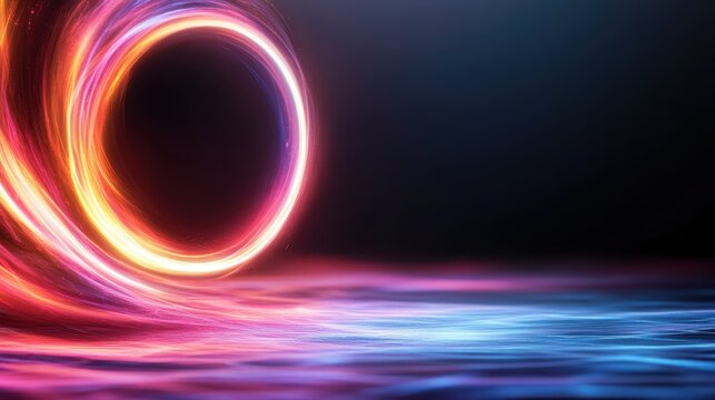 An abstract representation of vibrant swirling lights and colors creates an impression of motion and energy, evoking emotions and thoughts through artistic expression.